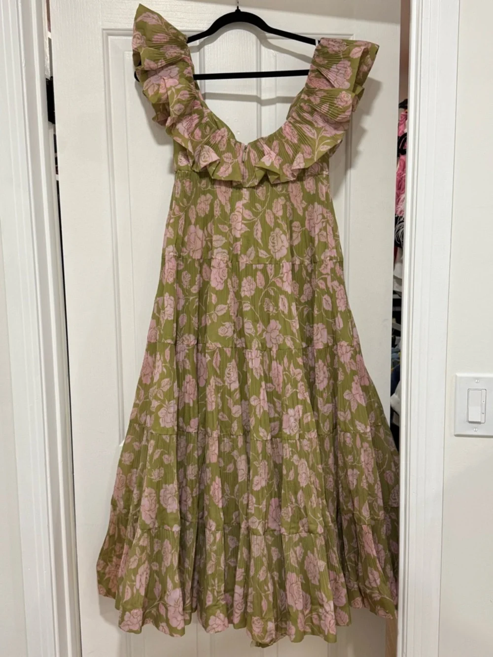 Zimmermann Olive Green Dress with Pink Floral Print - Picture 4 of 8
